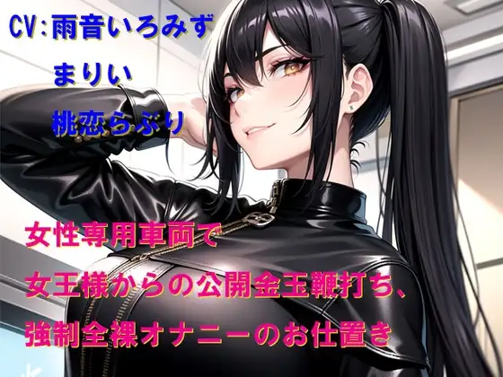 女性専用車両で女王様からの公開金玉鞭打ち、強制全裸オナニーのお仕置き