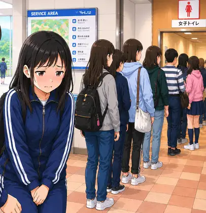 お花摘みの失敗 みおさん、サービスエリアで