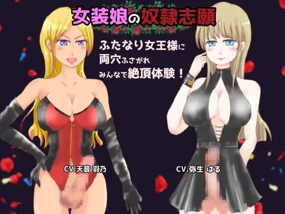 女装娘の奴隷志願 ふたなり女王様に両穴ふさがれ みんなで絶頂体験!